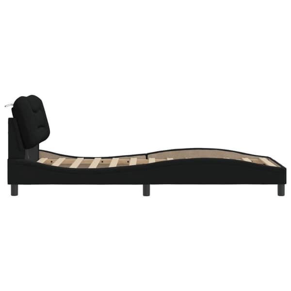 Bed Frame with LED without Mattress "Hvar" Black 80x200 cm Fabric