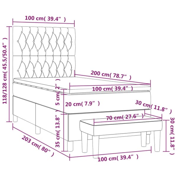 Ramsäng med madrass rosa 100x200 cm sammet