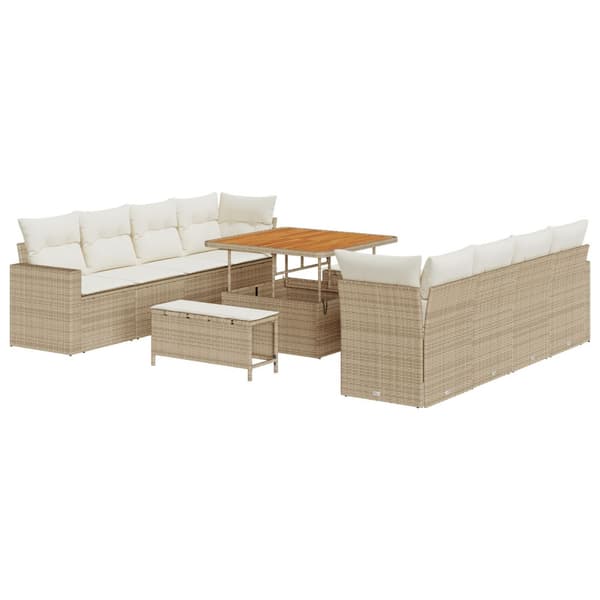 Trädgårdsoffset 11 pcs Beige konstrotting
