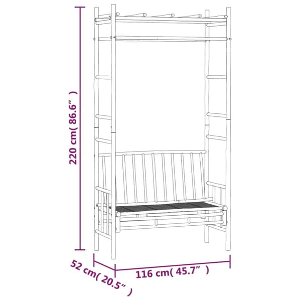 Trädgårdsbänk med pergola 116 cm bambu