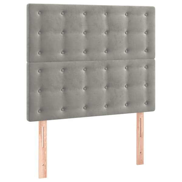 Sänggavel LED ljusgrå 90x5x118/128 cm sammet