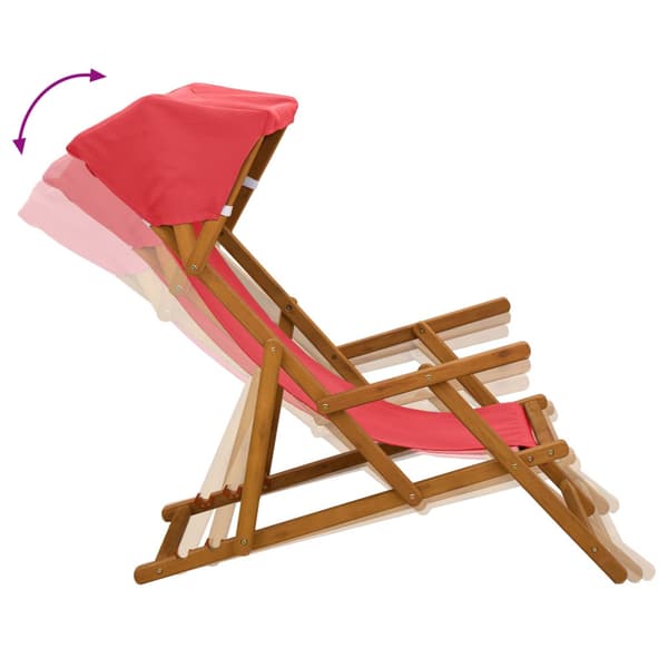 Deck Chair 4 st 3 Position Massiv Eukalyptus Trä Röd