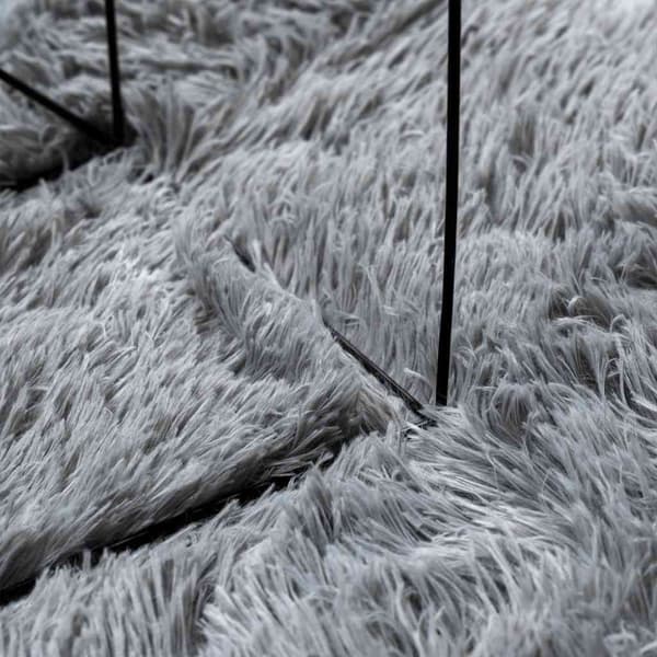 Ryamatta med lång lugg NAVARRA silvergrå 200x200 cm polyester