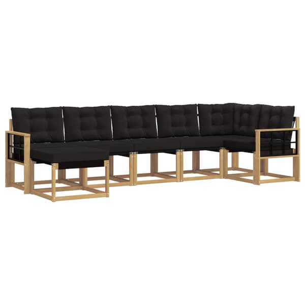 Utomhussoffset med kudde 7 pcs Vit och svart
