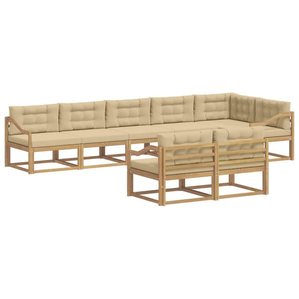 Utomhussoffset med kudde 6 pcs Vit och Beige Polyester
