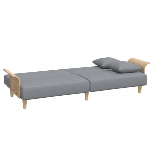 Bäddsoffa med armstöd ljusgrå tyg