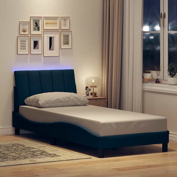 Bed Frame without Mattress "Hanko" Blue 90x190cm Fabric