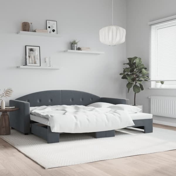 Dagbädd utdragbar mörkgrå 90x190 cm sammet