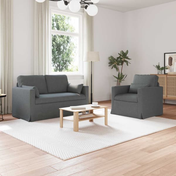 Soffset 2 pcs Mörkgrå 139 x 78 x 80 cm tyg