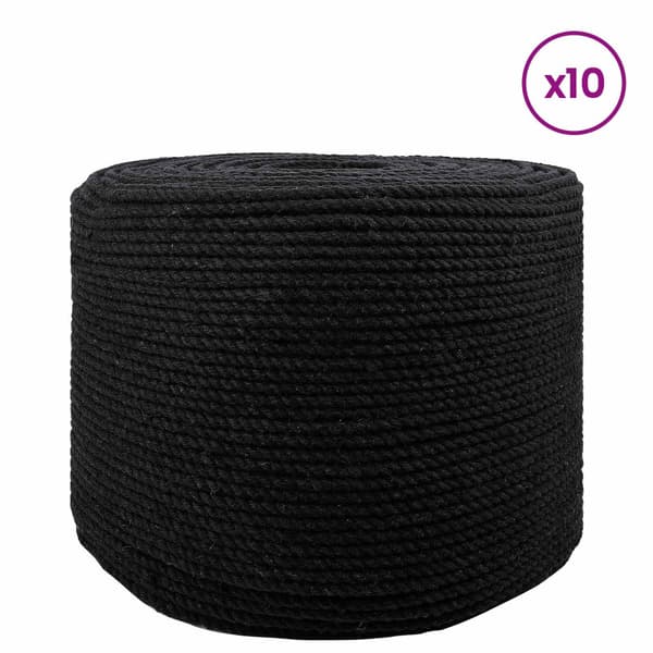 Rep 10 pcs Svart Bomull