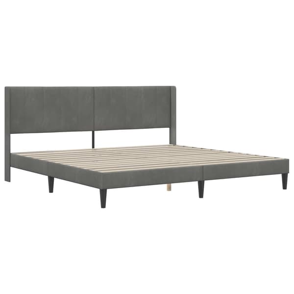Sängram med madrass Mörkgrå 200 x 200 cm Sammet