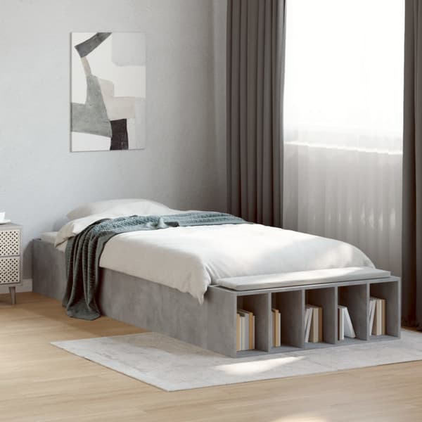Sängram betonggrå 100x200 cm konstruerad trä