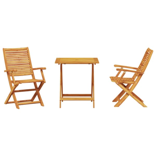 Fällbart bistroset 3 pcs Brun Massivt Akaciaträ