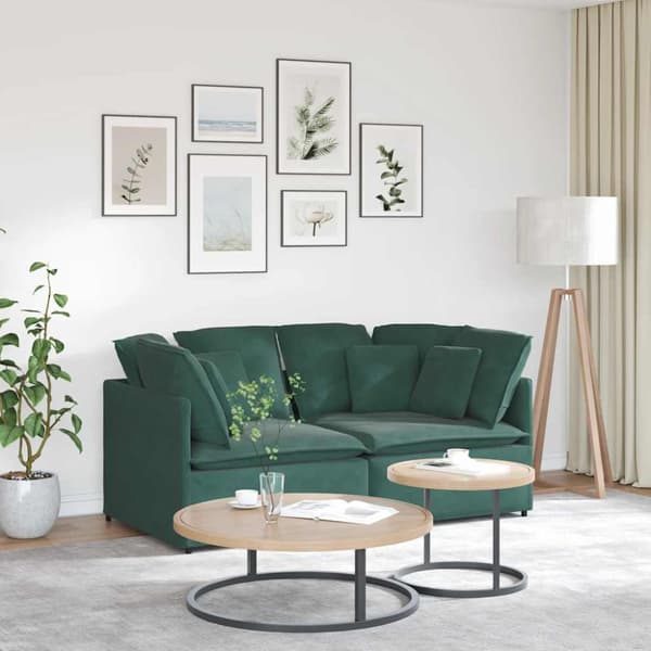Modulsoffa med dynor sammet mörkgrön