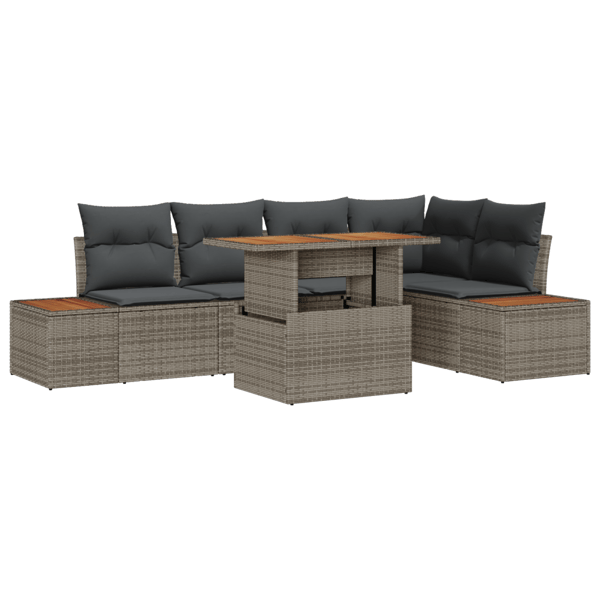 Trädgårdsoffset med lagring 6 pcs Grå Poly rattan