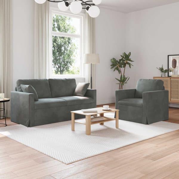 Soffset 2 pcs Mörkgrå 158 x 78 x 80 cm Sammet
