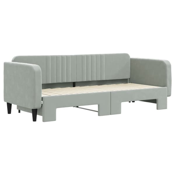 Dagbädd utdragbar ljusgrå 80x200 cm sammet