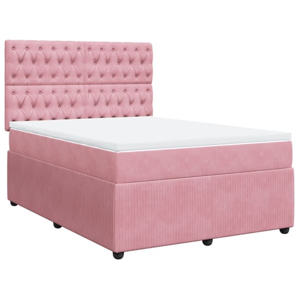 Ramsäng med madrass rosa 140x200 cm sammet
