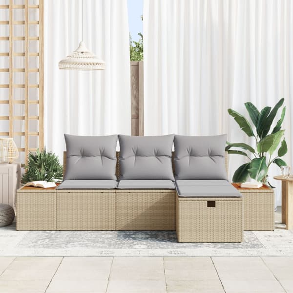 Trädgårdsoffset 4 st Beige konstrotting