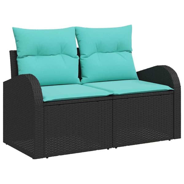 Trädgårdsoffset med lagring 8 pcs Svart Poly rattan