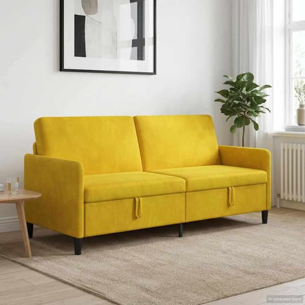 Soffa med förvaring Gul 192 x 78 x 87 cm Polyester