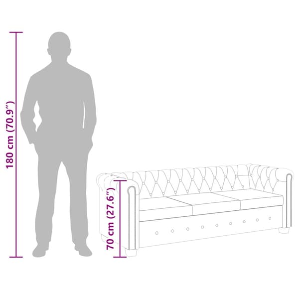 Chesterfield 3-sits konstläder svart