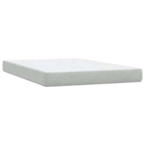 Ramsäng med madrass ljusgrå 160x210 cm sammet