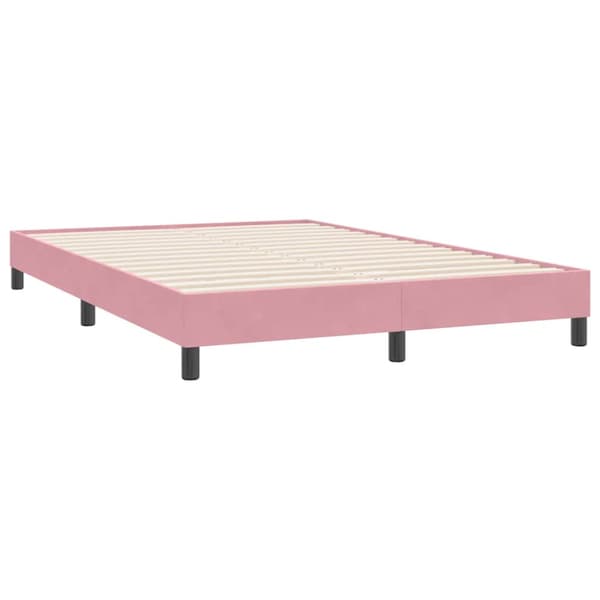 Ramsäng med madrass rosa 160x220 cm sammet