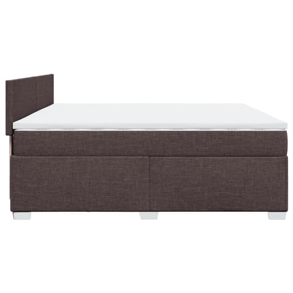 Ramsäng med madrass mörkbrun 200x200 cm tyg