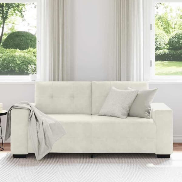 Tvåsitssoffa krämfärgad 180x77x82 cm sammet