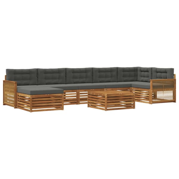 Utomhussoffset 8 pcs Naturlig och Antracit