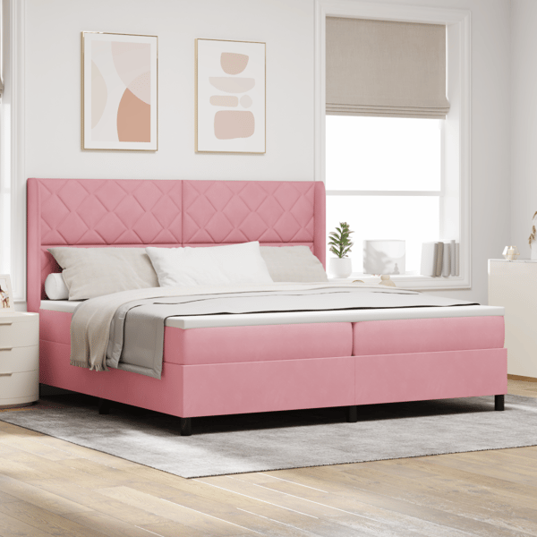 Bäddfjäder med LED-ljusslingor Rosa 200 x 200 cm Sammet