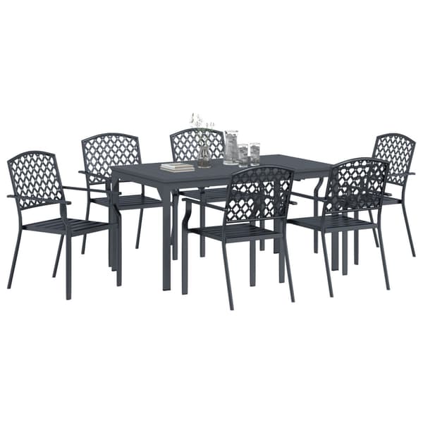 Trädgårdsmöbelset 7 pcs Antracit Pulverlackerad stål