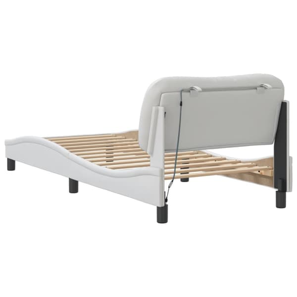 Bed Frame with LED without Mattress "Hvar" White 90x200 cm