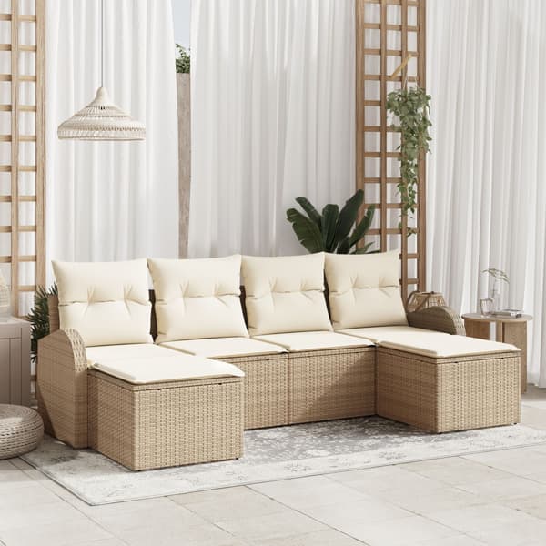 Soffset 6 st Beige och vit konstrotting
