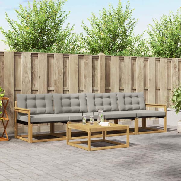 Utomhussoffset 5 pcs Vit och ljusgrå 79 x 79 x 37 cm