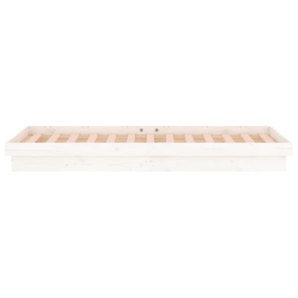 Sängram LED vit 75x190 cm massivt trä