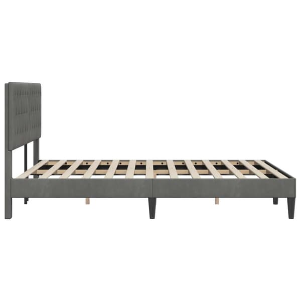 Sängram med huvudgavel Mörkgrå 160 x 200 cm Sammet