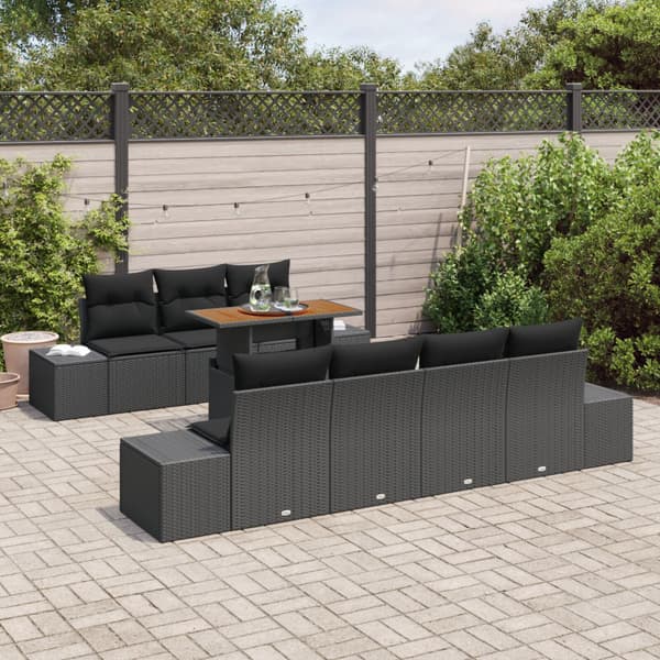 Trädgårdsoffset med lagring 8 pcs Svart Poly rattan