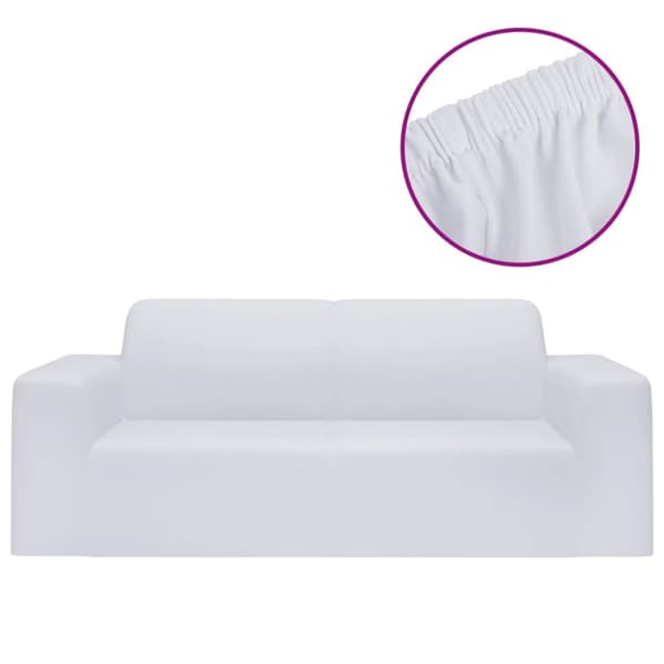 Sofföverdrag 2-sits med stretch vit polyesterjersey