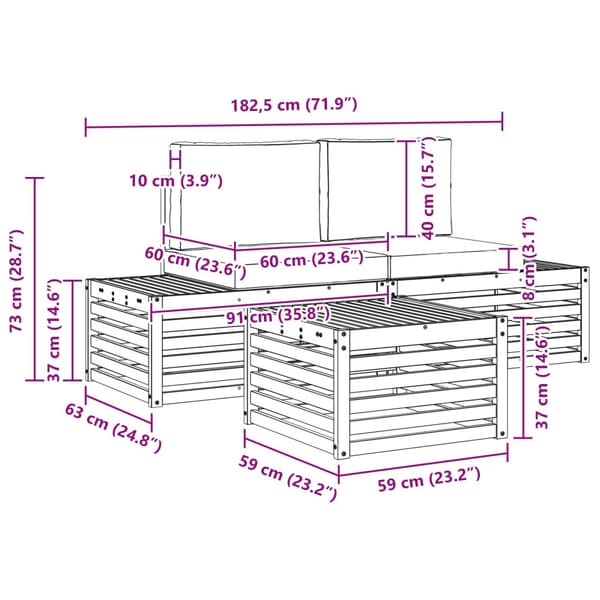 Utomhussoffset med kudde Vit 59 x 59 x 37 cm Polyester