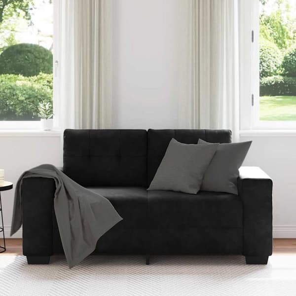 Loveseat soffa svart 160x77x82 cm sammet