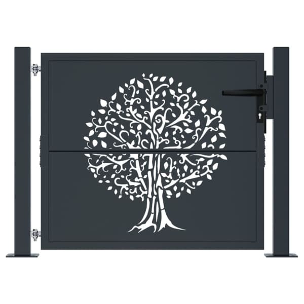 Trädgårdsgrind antracit 100x100 cm stålträddesign