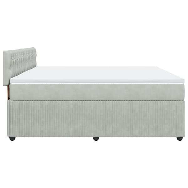 Ramsäng med madrass ljusgrå 180x200 cm sammet