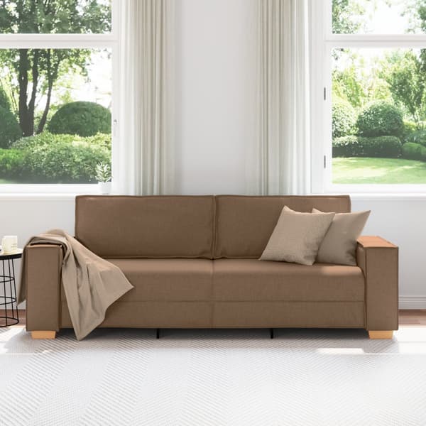 3-Sits soffa Brun 220 cm tyg