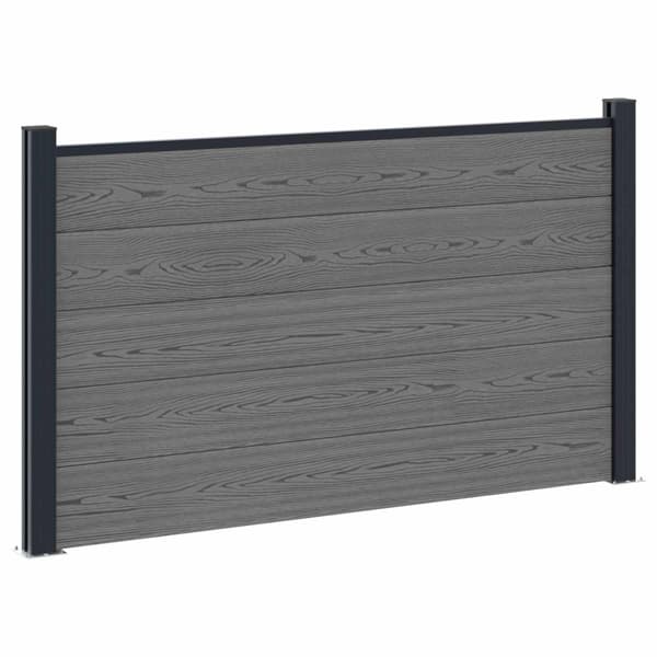 Stängselpanel 2 pcs WPC och aluminium Grå