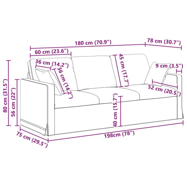 Soffa Mörkgrå 198 x 78 x 80 cm Sammet