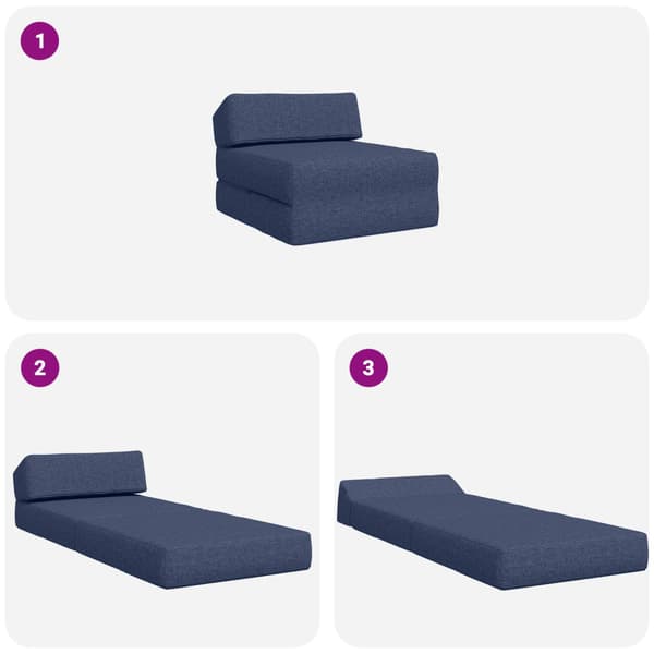 Fällbar Soffbed Blå 60 x 70 x 41 cm Tyg
