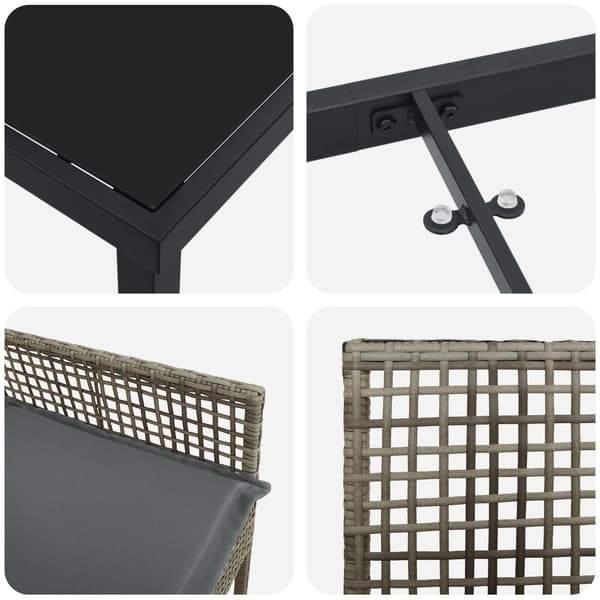 Trädgårdsmöbelset med kudde 9 pcs Grå konstrotting