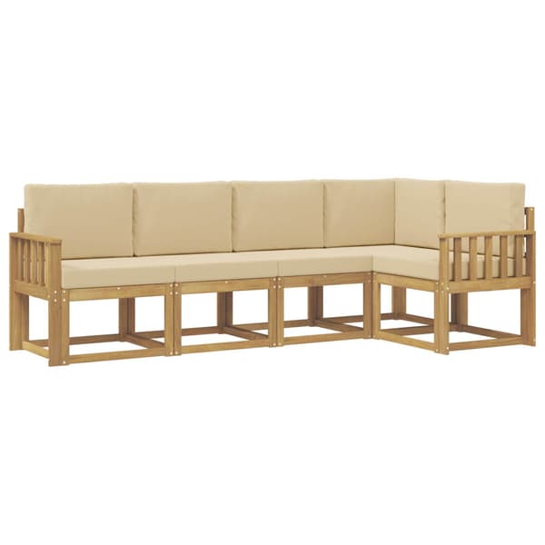 Utomhussoffset med kudde 5 pcs Vit och Beige